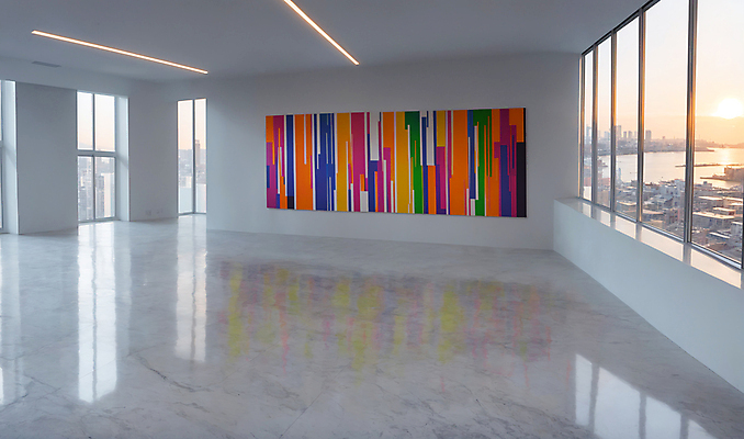 JPG 편집이미지 액자 창문 사람없음 인테리어 일몰 공간 도시 미술관 디지털합성 모던 그림 작품 편집소스 편집실사 AI포토 AI콘텐츠 디자인 미술 노을 CG 파일형식