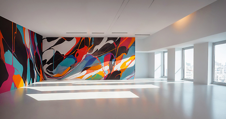 JPG 편집이미지 창문 사람없음 인테리어 햇빛 페인트 공간 미술관 디지털합성 모던 그림 작품 편집소스 편집실사 AI포토 AI콘텐츠 디자인 미술 태양 CG 파일형식