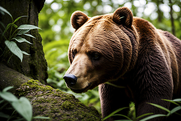 JPG 편집이미지 한마리 야생동물 곰 자연 나뭇잎 이끼 사람없음 숲속 숲 맹수 편집실사 AI포토 AI콘텐츠 동물 1 잎 포유류 CG 생태계 파일형식