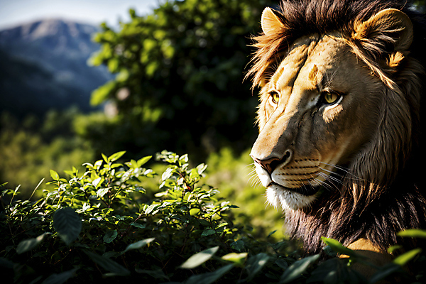 JPG 편집이미지 한마리 야생동물 자연 사람없음 풀 숲속 숲 사자 맹수 편집실사 AI포토 AI콘텐츠 식물 동물 1 포유류 CG 생태계 파일형식