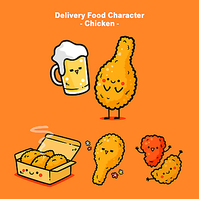 꽃 일러스트 맥주 생맥주 사람없음 주황색 치킨 양념치킨 연기 종이상자 음식캐릭터 맥주잔 닭다리 배달음식 치맥 월간캐릭터 일러캐릭터 AI파일 식물 캐릭터 음식 컬러 술잔 주류 상자 배달 닭고기요리 파일형식 벡터