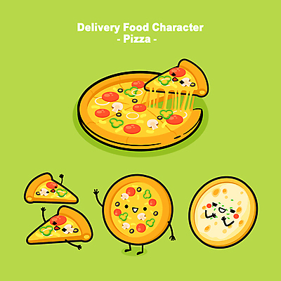 일러스트 치즈 피자 사람없음 연두색 음식캐릭터 배달음식 치즈피자 페퍼로니피자 피자조각 월간캐릭터 일러캐릭터 AI파일 캐릭터 음식 조각 유제품 패스트푸드 서양음식 초록색 배달 파일형식 벡터