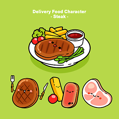 접시 포크 일러스트 방울토마토 생고기 스테이크 들기 사람없음 연두색 소고기 감자튀김 소스 나이프 아스파라거스 음식캐릭터 배달음식 월간캐릭터 일러캐릭터 AI파일 캐릭터 식기 음식 토마토 채소 모션 감자 서양음식 육류 초록색 튀김 양념 칼 배달 파일형식 벡터