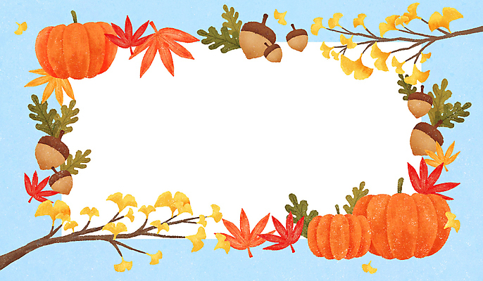 PSD 하늘색 백그라운드 단풍 낙엽 일러스트 호박 프레임 사람없음 가을 은행잎 도토리 은행나무 직사각형 프레임일러스트 국내일러스트 도형 나무 계절 잎 채소 파란색 견과류 파일형식