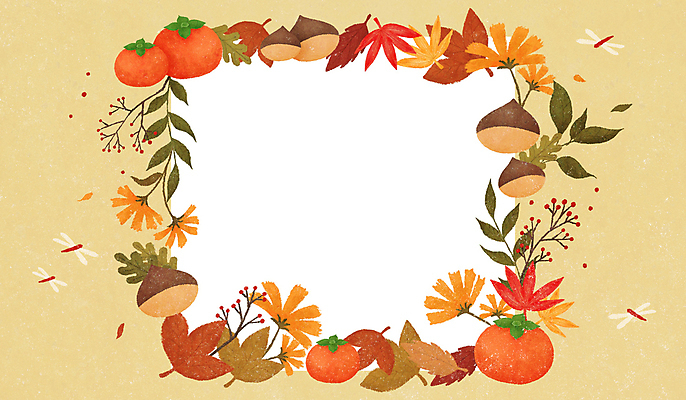 PSD 백그라운드 단풍 낙엽 일러스트 프레임 감 사람없음 가을 잠자리 밤 정사각형 고추잠자리 베이지색 프레임일러스트 국내일러스트 도형 계절 컬러 곤충 잎 과일 견과류 파일형식