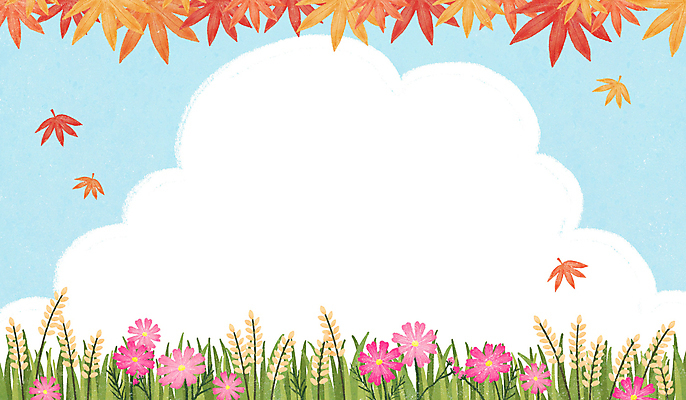 PSD 구름 백그라운드 단풍 낙엽 일러스트 하늘 프레임 풍경 사람없음 벼 가을 풀 코스모스 벼이삭 프레임일러스트 국내일러스트 자연요소 식물 계절 꽃 잎 곡류 이삭 파일형식