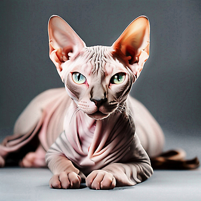 JPG 편집이미지 한마리 엎드리기 실내 사람없음 반려동물 고양이 스핑크스고양이 반려묘 편집실사 AI포토 AI콘텐츠 동물 1 포유류 모션 내부 CG 파일형식