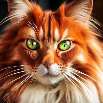JPG 편집이미지 한마리 응시 실내 사람없음 반려동물 주황색 고양이 반려묘 메인쿤 편집실사 AI포토 AI콘텐츠 동물 1 시선 컬러 포유류 내부 CG 파일형식
