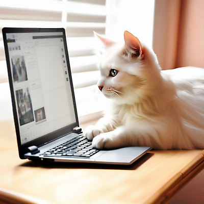 JPG 편집이미지 한마리 응시 엎드리기 실내 사람없음 노트북 반려동물 고양이 블라인드 나무탁자 반려묘 편집실사 AI포토 AI콘텐츠 동물 1 시선 포유류 모션 탁자 내부 전자제품 커튼 CG 파일형식