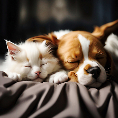 JPG 편집이미지 반려견 두마리 실내 사람없음 반려동물 고양이 다정 잠 개 편안함 천 반려묘 편집실사 AI포토 AI콘텐츠 동물 컨셉 2 포유류 내부 직물 감각 CG 파일형식