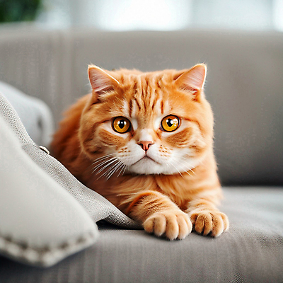 JPG 편집이미지 한마리 응시 엎드리기 실내 사람없음 반려동물 소파 고양이 반려묘 편집실사 AI포토 AI콘텐츠 동물 1 시선 의자 포유류 모션 내부 CG 파일형식