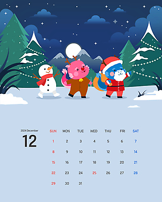 나무 구름 크리스마스 겨울 일러스트 눈사람 밤하늘 산 들기 사람없음 파란색 반짝임 산타클로스 걷기 루돌프 달력 달 용띠 용 눈 가리킴 풀 12월 보따리 용캐릭터 루돌프분장 행진 눈덮임 갑진년 국내일러스트 일러캐릭터 AI파일 자연요소 식물 캐릭터 계절 기념일 컬러 컨셉 모션 하늘 날씨 사슴 손짓 분장 십이지신 날짜 야간 파일형식 벡터 2024년