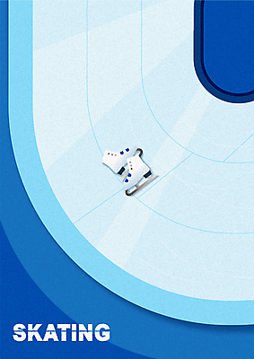 포스터 하늘색 백그라운드 일러스트 사람없음 운동 경기장 스케이트 스케이트장 쇼트트랙 아이스스케이트 국내일러스트 AI파일 스포츠용품 스포츠시설 건강 파란색 스케이팅 파일형식 벡터