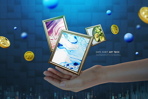 PSD 편집이미지 손 액자 들기 신체부위 파란색 동전 원형 남색 재테크 작품 투자 예술품 자산관리 아트테크 이미지편집 도형 컬러 돈 비즈니스 모션 미술 사람 금융 경제 파일형식