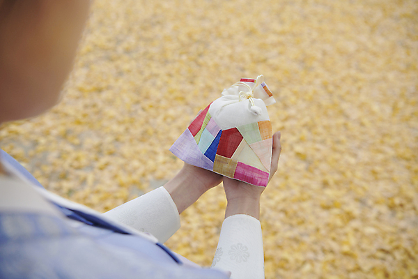 포토 JPG 주간 한국전통 손 여자 복주머니 한명 들기 근접촬영 상반신 20대 성인 야외 뒷모습 한국인 가을 소프트포커스 한복 은행잎 단아함 성인여자한명만 국내포토 자연요소 1 전통 계절 뷰포인트 잎 모션 전통소품 한국 촬영기법 사람 동양인 청년 신체부위 전통의상 여자한명만 성인여자만 파일형식