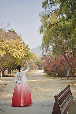 포토 JPG 주간 전신 한국전통 여자 서울 한명 서기 손짓 20대 성인 야외 뒷모습 손들기 걷기 한국인 가을 한복 경복궁 단아함 성인여자한명만 국내포토 자연요소 1 전통 계절 뷰포인트 모션 한국 사람 동양인 청년 궁전 전통의상 여자한명만 성인여자만 파일형식