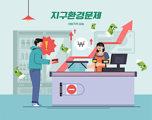 전신 여자 남자 화살표 말풍선 일러스트 들기 상반신 성인 두명 장보기 놀람 시세 원화 신용카드 계산 만원 가격 계산대 사회이슈 장바구니 상승 결제 마트 민트색 포스기 성인만 국내일러스트 AI파일 감정 컬러 컨셉 지폐 돈 모션 표정 사람 금융 쇼핑 바구니 상점 기계 파일형식 벡터