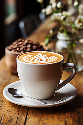 JPG 편집이미지 커피 한잔 사람없음 카페 원두 커피잔 티스푼 디지털합성 나무탁자 라떼 라떼아트 편집소스 편집실사 AI포토 AI콘텐츠 1 음료 탁자 잔 상점 숟가락 CG 그림 파일형식