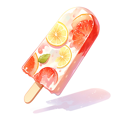 JPG 음식 일러스트 수채화 사람없음 여름 레몬 자몽 상큼 과일아이스크림 막대아이스크림 아이스바 국내일러스트 AI일러스트 AI콘텐츠 계절 과일 아이스크림 파일형식