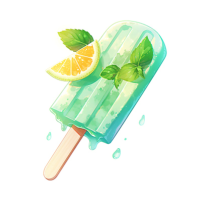 JPG 음식 잎 일러스트 수채화 사람없음 여름 라임 상큼 과일아이스크림 막대아이스크림 민트색 아이스바 국내일러스트 AI일러스트 AI콘텐츠 식물 계절 컬러 과일 아이스크림 파일형식