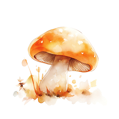 JPG 일러스트 수채화 사람없음 주황색 버섯 가을 국내일러스트 AI일러스트 AI콘텐츠 계절 컬러 파일형식