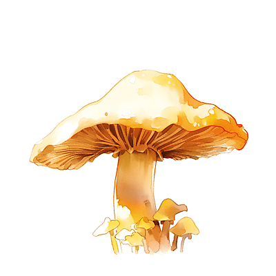 JPG 일러스트 수채화 사람없음 노란색 버섯 가을 국내일러스트 AI일러스트 AI콘텐츠 계절 컬러 파일형식