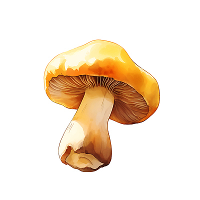 JPG 일러스트 수채화 사람없음 노란색 버섯 가을 국내일러스트 AI일러스트 AI콘텐츠 계절 컬러 파일형식