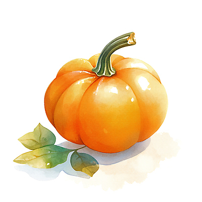 JPG 잎 채소 일러스트 호박 수채화 사람없음 주황색 가을 국내일러스트 AI일러스트 AI콘텐츠 식물 계절 컬러 파일형식