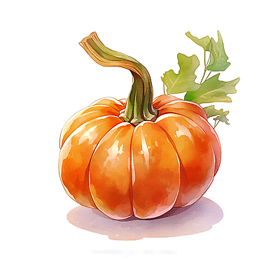 JPG 잎 채소 일러스트 호박 수채화 사람없음 주황색 가을 국내일러스트 AI일러스트 AI콘텐츠 식물 계절 컬러 파일형식