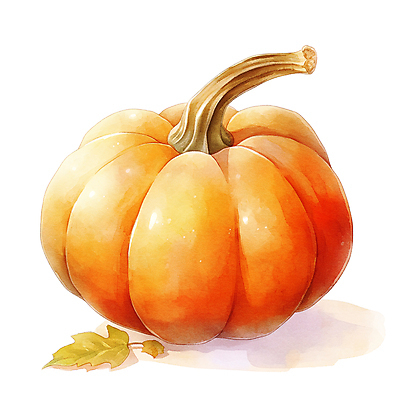 JPG 잎 채소 일러스트 호박 수채화 사람없음 주황색 가을 국내일러스트 AI일러스트 AI콘텐츠 식물 계절 컬러 파일형식