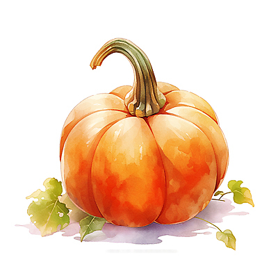 JPG 잎 채소 일러스트 호박 수채화 사람없음 주황색 가을 국내일러스트 AI일러스트 AI콘텐츠 식물 계절 컬러 파일형식