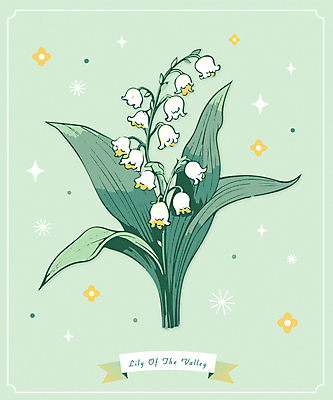 꽃 일러스트 사람없음 연두색 반짝임 봄 오브젝트 은방울꽃 국내일러스트 AI파일 식물 계절 모션 초록색 파일형식 벡터