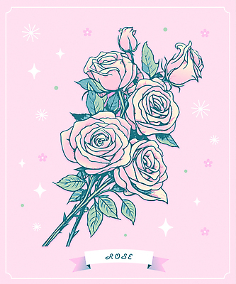 꽃 분홍색 꽃다발 일러스트 사람없음 반짝임 장미 오브젝트 국내일러스트 AI파일 식물 컬러 모션 파일형식 벡터