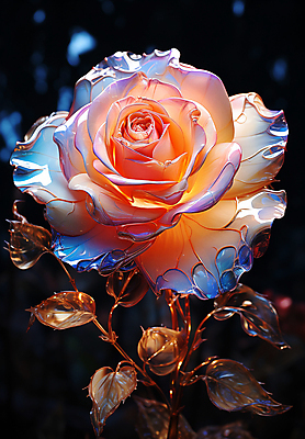 JPG 편집이미지 유리 사람없음 그래픽 반짝임 컬러풀 장미 디지털합성 오브젝트 편집소스 이미지편집 편집실사 AI컴퓨터그래픽 AI콘텐츠 꽃 컬러 모션 재질 CG 파일형식