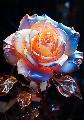 JPG 편집이미지 잎 유리 사람없음 그래픽 반짝임 컬러풀 장미 디지털합성 오브젝트 편집소스 이미지편집 편집실사 AI컴퓨터그래픽 AI콘텐츠 식물 꽃 컬러 모션 재질 CG 파일형식