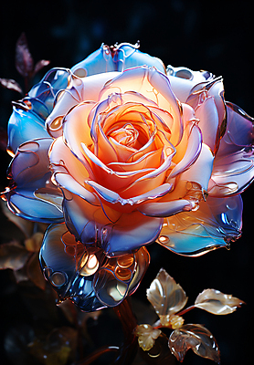 JPG 편집이미지 잎 유리 사람없음 그래픽 반짝임 컬러풀 장미 디지털합성 오브젝트 편집소스 이미지편집 편집실사 AI컴퓨터그래픽 AI콘텐츠 식물 꽃 컬러 모션 재질 CG 파일형식