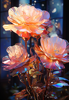 JPG 편집이미지 잎 유리 사람없음 그래픽 반짝임 장미 디지털합성 오브젝트 편집소스 이미지편집 편집실사 AI컴퓨터그래픽 AI콘텐츠 식물 꽃 모션 재질 CG 파일형식