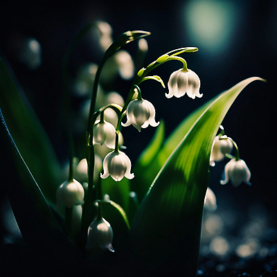 JPG 편집이미지 자연 사람없음 아웃포커스 풀잎 야간 은방울꽃 편집실사 AI포토 AI콘텐츠 자연요소 꽃 잎 촬영기법 풀_식물 CG 생태계 파일형식