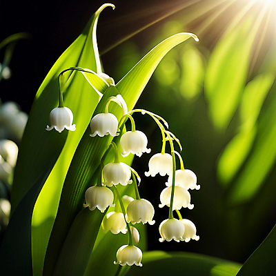 JPG 편집이미지 자연 사람없음 아웃포커스 빛 풀잎 은방울꽃 편집실사 AI포토 AI콘텐츠 꽃 잎 촬영기법 풀_식물 CG 생태계 파일형식