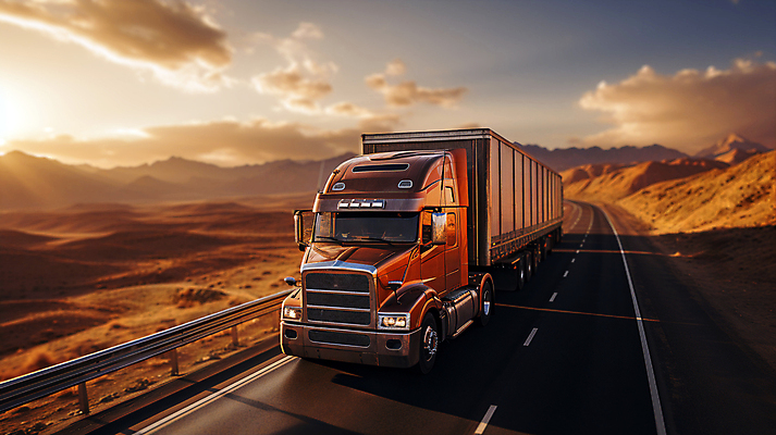 JPG 구름 편집이미지 도로 하늘 산 풍경 사람없음 울타리 일몰 배송 디지털합성 택배 화물트럭 편집소스 탑차 편집실사 AI포토 AI콘텐츠 자연요소 길 교통시설 담장 노을 트럭 운송업 CG 파일형식