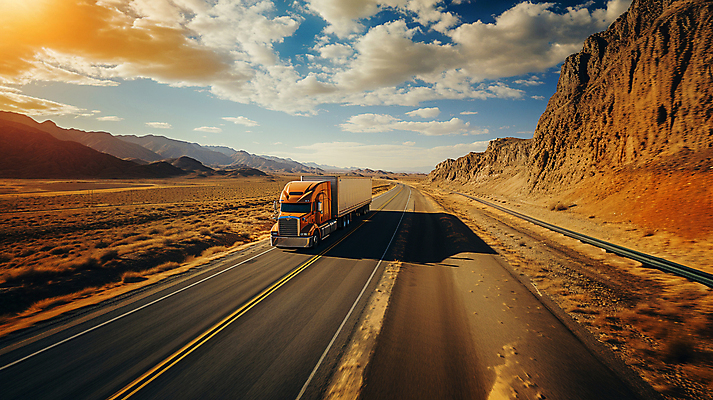 JPG 구름 편집이미지 도로 하늘 산 풍경 사람없음 일몰 배송 디지털합성 택배 화물트럭 편집소스 탑차 편집실사 AI포토 AI콘텐츠 자연요소 길 교통시설 노을 트럭 운송업 CG 파일형식