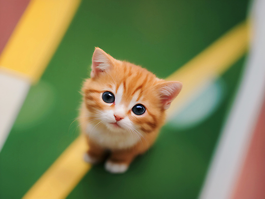 JPG 편집이미지 새끼 사람없음 야외 아웃포커스 귀여움 고양이 올려보기 편집실사 AI포토 AI콘텐츠 동물 컨셉 포유류 모션 촬영기법 반려동물 CG 파일형식