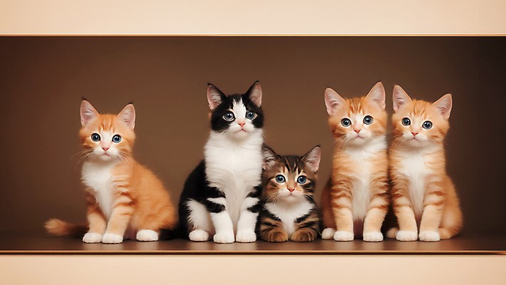 JPG 편집이미지 새끼 여러마리 사람없음 갈색 귀여움 고양이 편집실사 AI포토 AI콘텐츠 동물 컬러 다수 컨셉 포유류 반려동물 CG 파일형식