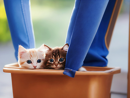 JPG 편집이미지 응시 새끼 자연 사람없음 야외 바구니 귀여움 고양이 들어가기 편집실사 AI포토 AI콘텐츠 동물 시선 컨셉 포유류 반려동물 CG 생태계 파일형식