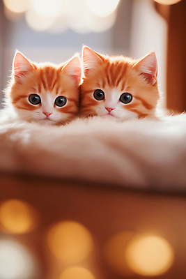 JPG 편집이미지 새끼 두마리 사람없음 갈색 귀여움 고양이 보케 빛망울 편집실사 AI포토 AI콘텐츠 동물 컬러 컨셉 2 포유류 빛 반려동물 CG 파일형식