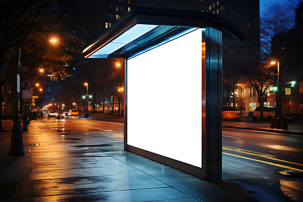 PSD 나무 편집이미지 도로 야경 가로등 자동차 광고판 사람없음 야외 건물 빛 도시 버스정류장 알림 키오스크 목업 카피스페이스 이미지편집 식물 건축물 공공시설 길 육상교통 교통시설 알림판 공백 역 야간 판 파일형식 풍경_경치