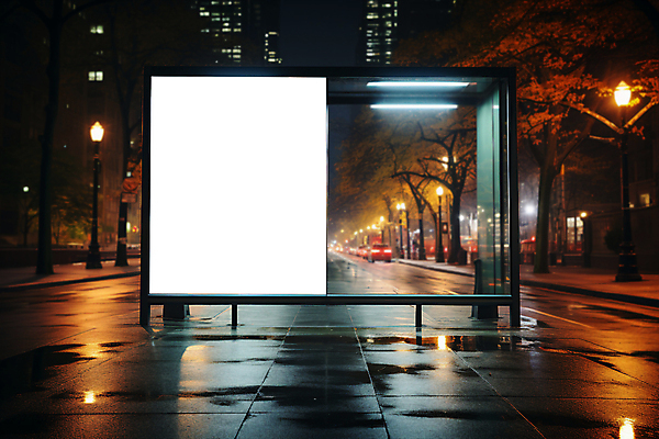 PSD 나무 편집이미지 도로 야경 가로등 자동차 광고판 사람없음 야외 건물 빛 도시 버스정류장 알림 키오스크 목업 카피스페이스 이미지편집 식물 건축물 공공시설 길 육상교통 교통시설 알림판 공백 역 야간 판 파일형식 풍경_경치