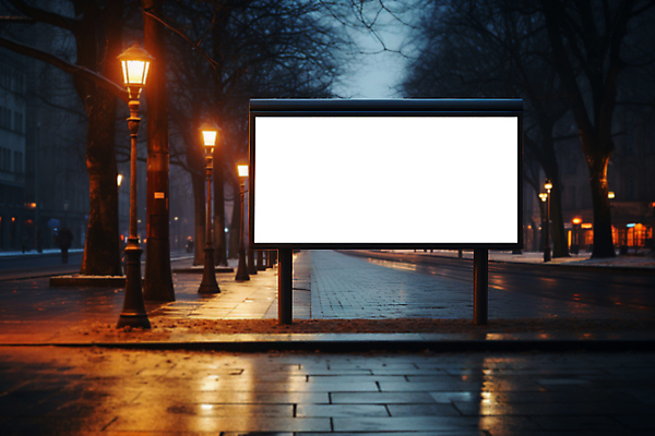 PSD 나무 편집이미지 도로 야경 가로등 광고판 사람없음 야외 빛 도시 버스정류장 알림 키오스크 목업 카피스페이스 이미지편집 식물 공공시설 길 교통시설 알림판 공백 역 야간 판 파일형식 풍경_경치