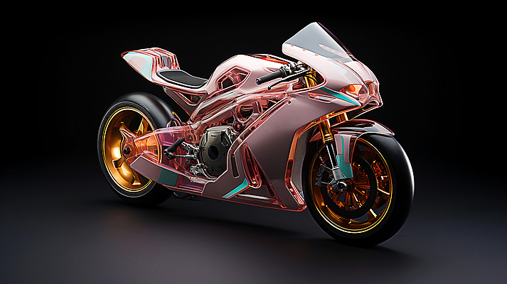 JPG 편집이미지 교통수단 분홍색 미래 사람없음 오토바이 디지털합성 편집소스 편집실사 AI컴퓨터그래픽 AI콘텐츠 컬러 교통 컨셉 바이크 CG 파일형식