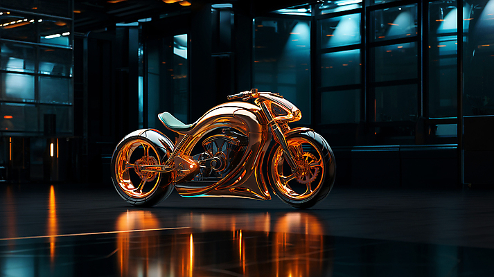 JPG 편집이미지 교통수단 미래 사람없음 건물 반사 오토바이 디지털합성 편집소스 편집실사 AI컴퓨터그래픽 AI콘텐츠 건축물 교통 컨셉 바이크 CG 파일형식